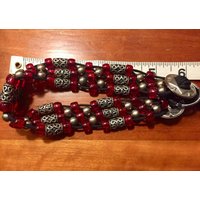 Rot, Schwarz Und Silber Perlen Hund Katze Martingale Halsband, Boho Hippie-Hundehalsband, Katzenhalsband Rot, Schwarz Und Silber Perlen Hund Katze Martingale Halsband, Boho Hippie-Hundehalsband, Katzenhalsband von LiliasAntiques