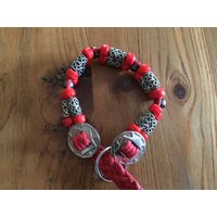 Rotes Und Silber Perlen Hunde Martingale Halsband, Boho Hippy Hundehalsband, Katzenhalsband Rotes Und Silber Perlen Hunde Martingale Halsband, Boho Hippy Hundehalsband, Katzenhalsband von LiliasAntiques