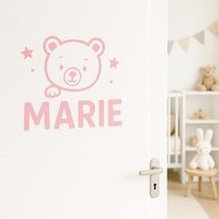 Kinderzimmer Türschild Personalisiert - Namensschild Mit Bär Wandsticker Für Jungenzimmer Türdeko Babyzimme Sticker Tür Wandtattoo von Lilienzauber