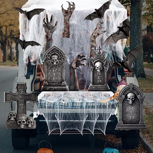 Liliful 14 Stück Kofferraum oder Leckerli Halloween Auto Dekoration Kofferraum oder Leckerli Torbogen Garage Dekoration Halloween mit Grabstein getrennten Händen Fledermaus und Spinnennetz für den Liliful 14 Stück Kofferraum oder Leckerli Halloween Auto Dekoration Kofferraum oder Leckerli Torbogen Garage Dekoration Halloween mit Grabstein getrennten Händen Fledermaus und Spinnennetz für den von Liliful