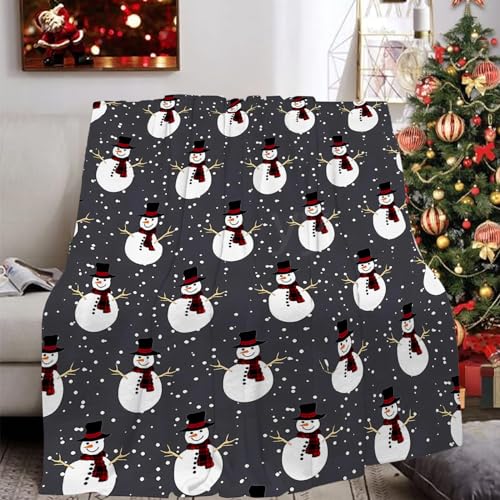 Liligada Weihnachtsdecke Flanell Schneemann Kuscheldecke Kuscheldecke Weihnachten Decke Bettwäsche Weihnachtsgeschenke für Kinder Erwachsene Alle Jahreszeiten (40x50,02) von Liligada