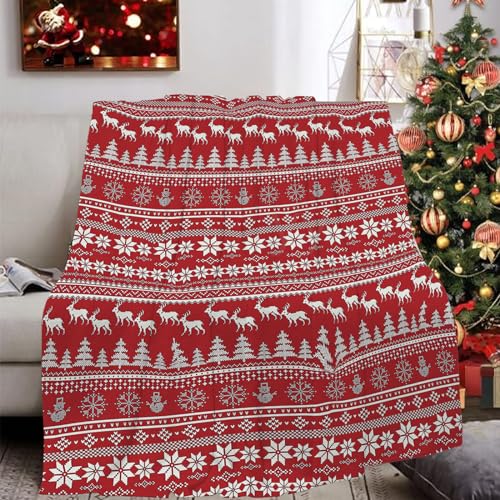 Liligada Weihnachtsdecke Rentier Schneeflocken Flanelldecke Gemütliche flauschige Decken für Bett, Sofa, Sofa und Geschenk (40x50, 03) von Liligada
