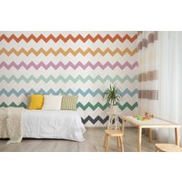 Zick-Zack-Regenbogenstreifen Wandbild | Regenbogen Wandtattoo Kinderzimmer Wanddeko Mädchen Wohnung Abnehmbare Aufkleber 365 von LilinMomo