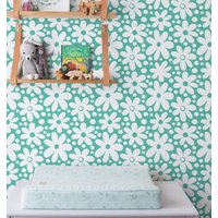 Abstrakte Weiße Blumen Tapete - Custom Color Hintergrund Peel & Stick Abnehmbare Für Mädchen Schlafzimmer Selbstklebend 199 von LilinMomonWallpaper
