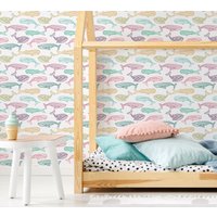 Bunte Wale Tapete - Custom Color Peel & Stick Abnehmbare Für Kinder Schlafzimmer Sea Life Wallpaper 139 von LilinMomonWallpaper