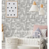 Mid Century Regenbogen Tapete - Graue Linie Peel & Stick Abnehmbare Für Alle Räume Selbstklebend Abnehmbares Wandbild 251 von LilinMomonWallpaper