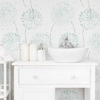 Pusteblumen Tapete - Individuelle Farbe Teal Floral Muster Peel & Stick Abnehmbare Für Alle Räume Selbstklebendes Wandbild 163 von LilinMomonWallpaper