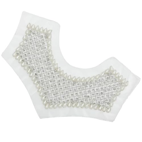 Damen-Organza-Spitzenkragen, Halsausschnitt mit Strasssteinen, Perlen, Applikationen, zum Aufnähen, Bekleidungszubehör, Basteln, Abendgarderobe Damen-Organza-Spitzenkragen, Halsausschnitt mit Strasssteinen, Perlen, Applikationen, zum Aufnähen, Bekleidungszubehör, Basteln, Abendgarderobe von Lilinzhi