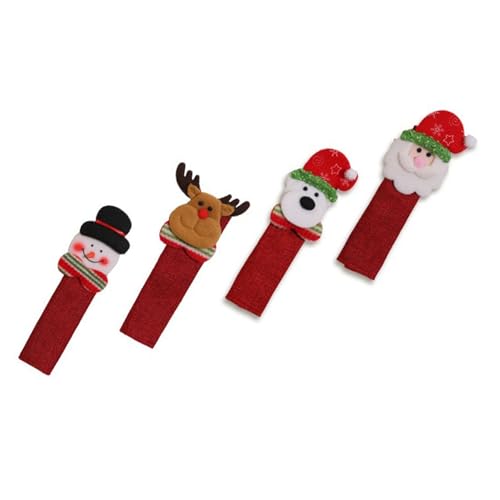 Lilinzhi Festives Kühlschrankgriffe Abdeckungen 4PCS Pack Stoff Weihnachts Küchen Geräte Dekoration Für Innentürgriffe Weihnachtsabdeckungen Einfache Installation von Lilinzhi