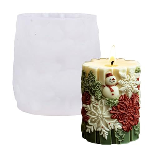 Weihnachtskerze Silikonform Zylinderform Kerze Silikonform Für Epoxidharzseife Schokoladenbackwerkzeug Schneemann Und Schneeflocken von Lilinzhi