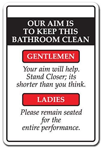 LilithCroft99 Aluminiumschild mit Aufschrift "Our AIM is to Keep This Bathroom Clean", "Rules Toilette", Aluminiumschild, Wandschild, 20,3 x 30,5 cm von LilithCroft99