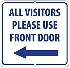 LilithCroft99 Schild mit Pfeil "All Visitors Please Use Front Door with Left Arrow", Metall-Aluminium-Warnschild, Privatgrundstück, dekoratives Metall-Blechschild LilithCroft99 Schild mit Pfeil "All Visitors Please Use Front Door with Left Arrow", Metall-Aluminium-Warnschild, Privatgrundstück, dekoratives Metall-Blechschild von LilithCroft99