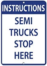 LilithCroft99 Schild mit englischer Aufschrift "Instructions Semi Trucks Stop Here Parking", Metall-Aluminium-Warnschild, dekoratives Metall-Blechschild von LilithCroft99