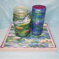 Monets Nympheas Große Kerze, Kerze Und Tablett Handmade Parfümiert Oder Nicht von Liliyacollectionshop