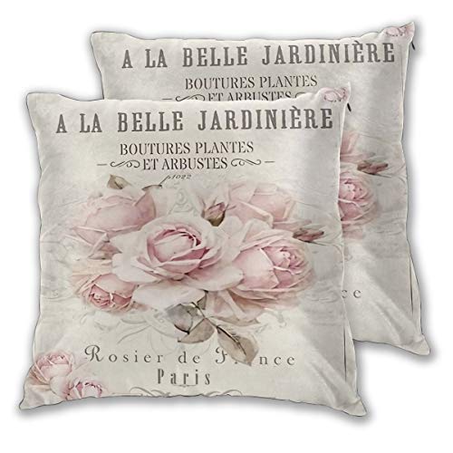 Dekorativer Kissenbezug im französischen Shabby-Chic-Stil, bequemer quadratischer Kissenbezug für Bank, Couch, Sofa, Schlafzimmer, Auto, 2er-Set, 45,7 x 45,7 cm von Liliylove