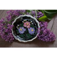 Vintage Aquincum Teller Mit Handgemaltem Blumenmotiv von LillAntique
