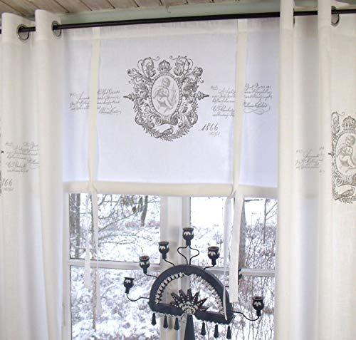 LillaBelle Raff Gardine Jeanne Weiss Rollo 100x100 cm Engel Romantik Shabby Vintage Brocante Landhaus von LillaBelle