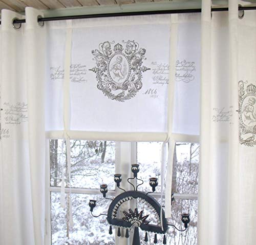 LillaBelle Raff Gardine Jeanne Weiss Rollo B x H 80x100 cm Engel Shabby Vintage Romantik Landhaus von LillaBelle