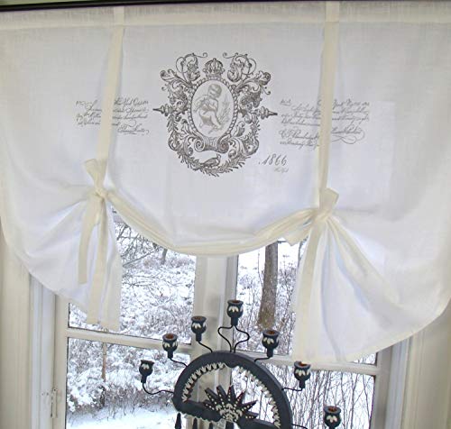 Raff Gardine Jeanne Weiss Rollo 120x100 cm Engel Shabby Vintage Romantik Landhaus von LillaBelle