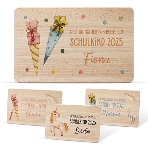 Lilletå ® Personalisiertes Holzbrett Schulkind Eckig (006.03./006.04.) - Individuelles Frühstücksbrettchen mit Hochwertigem UV-Druck für Kinder - Personalisiertes Brettchen, Schneidebrett von Lilleta