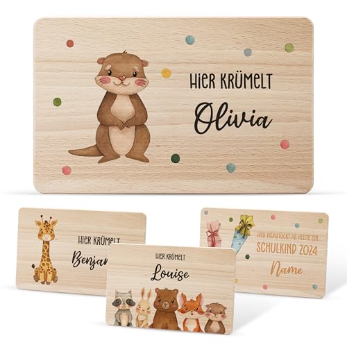 Lilletå ® Personalisiertes Holzbrett Tiergruppe (Eckig 006.01. & 006.02.) - Individuelles Frühstücksbrettchen mit Hochwertigem UV-Druck - Personalisiertes Vesperbrettchen, Frühstück Brett, Brettchen von Lilleta