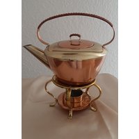 Mid-Century Teekanne Kupfer/Messing Mit Stövchen von Lilli122022