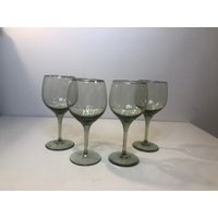 1974 Vintage Lenox Green Shadow Crystal Mit Platinum Trim - Set Von 4 Weingläsern Gläsern von LilliansCornerFinds