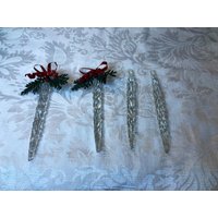 Dept 56 - Glas Eiszapfen Ornamente | 4Er Set Deptarment Retired Vintage Weihnachtsbaumschmuck von LilliansCornerFinds