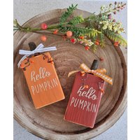 Herbst Dekor Mini Holz Kürbis Themen Tiered Tablett Stücke - Natürliche Bauernhaus Hallo Wohndekorationen von LillieandMe