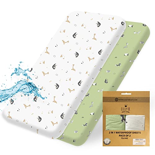 Pack of 2 Waterproof Sheets - 70 x 140 cm, Cot Bettdecke, Bettlaken 70x140 Kinderbett von Lilly Belly