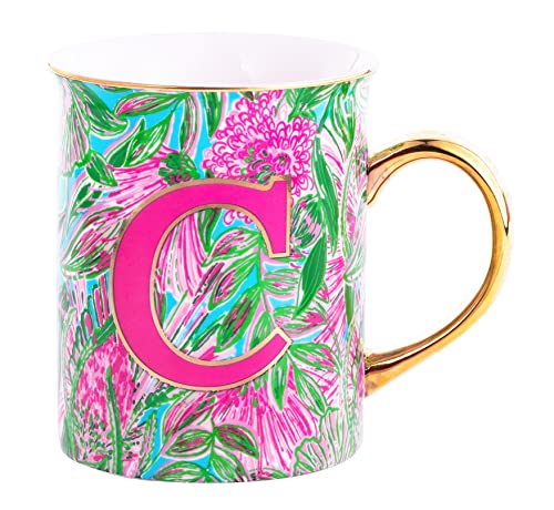 Lilly Pulitzer Keramik-Kaffeebecher, 400 ml, süße Tasse mit goldenem Griff und Geschenk-Box, C (Coming In Hot) von Lilly Pulitzer