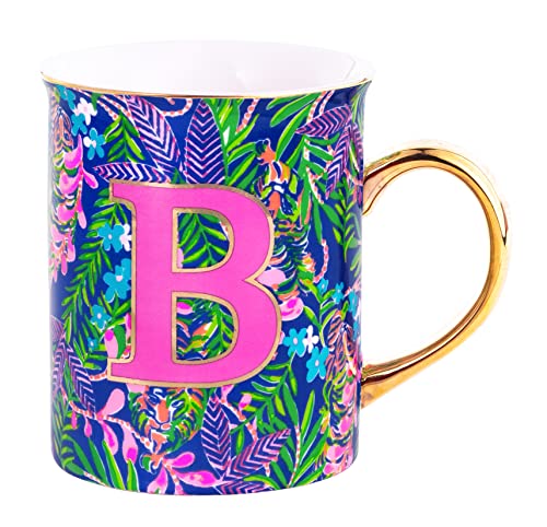 Lilly Pulitzer Keramik-Kaffeetasse mit Initiale "B (How You Like Me Prowl), ca. 400 ml von Lilly Pulitzer