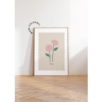 Geburtsblumendruck | Juni Rose Personalisierte Illustration Hand Gezeichnete Blumen Mädchenzimmer Kinderzimmer Dekor von LillyBPrints