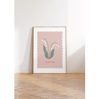 Geburtsblumendruck | Mai Maiglöckchen Personalisierte Illustration Hand Gezeichnete Blumen Mädchenzimmer Kinderzimmer Dekor von LillyBPrints