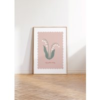 Geburt Blumen Print | Mai Maiglöckchen Personalisierte Illustration Handgezeichnete Mädchenzimmer Kinderzimmer Dekor von LillyBandCoUK