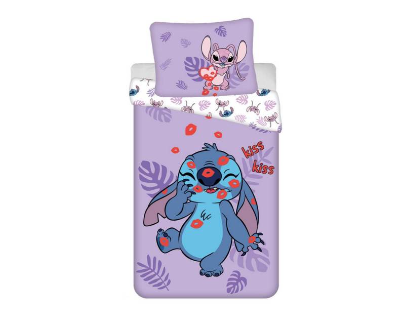 Lilo & Stitch Bettwäsche - Set 140x200 cm + 70x90 cm aus 100% Baumwolle mit Reißverschluss, Baumwolle, angenehm weiche Oberfläche von Lilo & Stitch