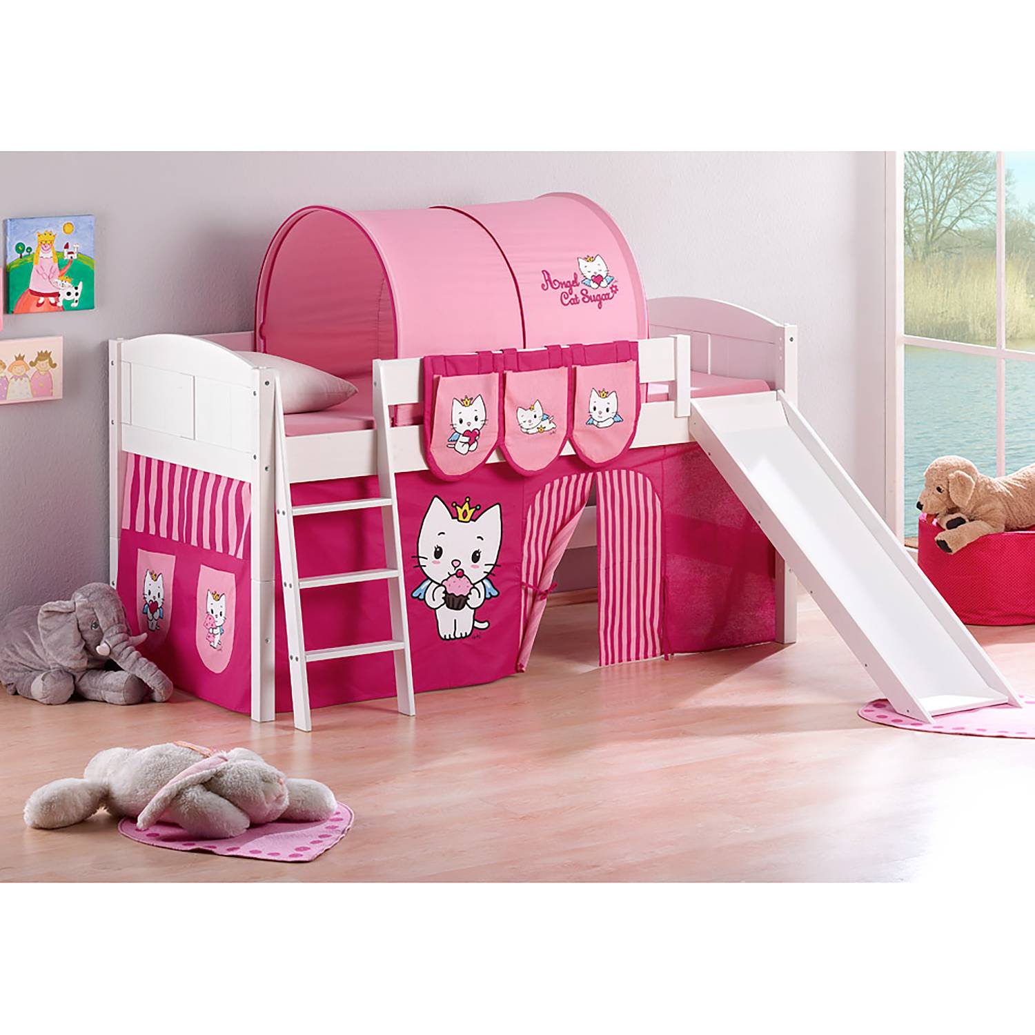 home24 Hochbett Angel Cat Sugar 90 x 200cm Weiß mit Rutsche/mit Leiter home24 Hochbett Angel Cat Sugar 90 x 200cm Weiß mit Rutsche/mit Leiter von home24