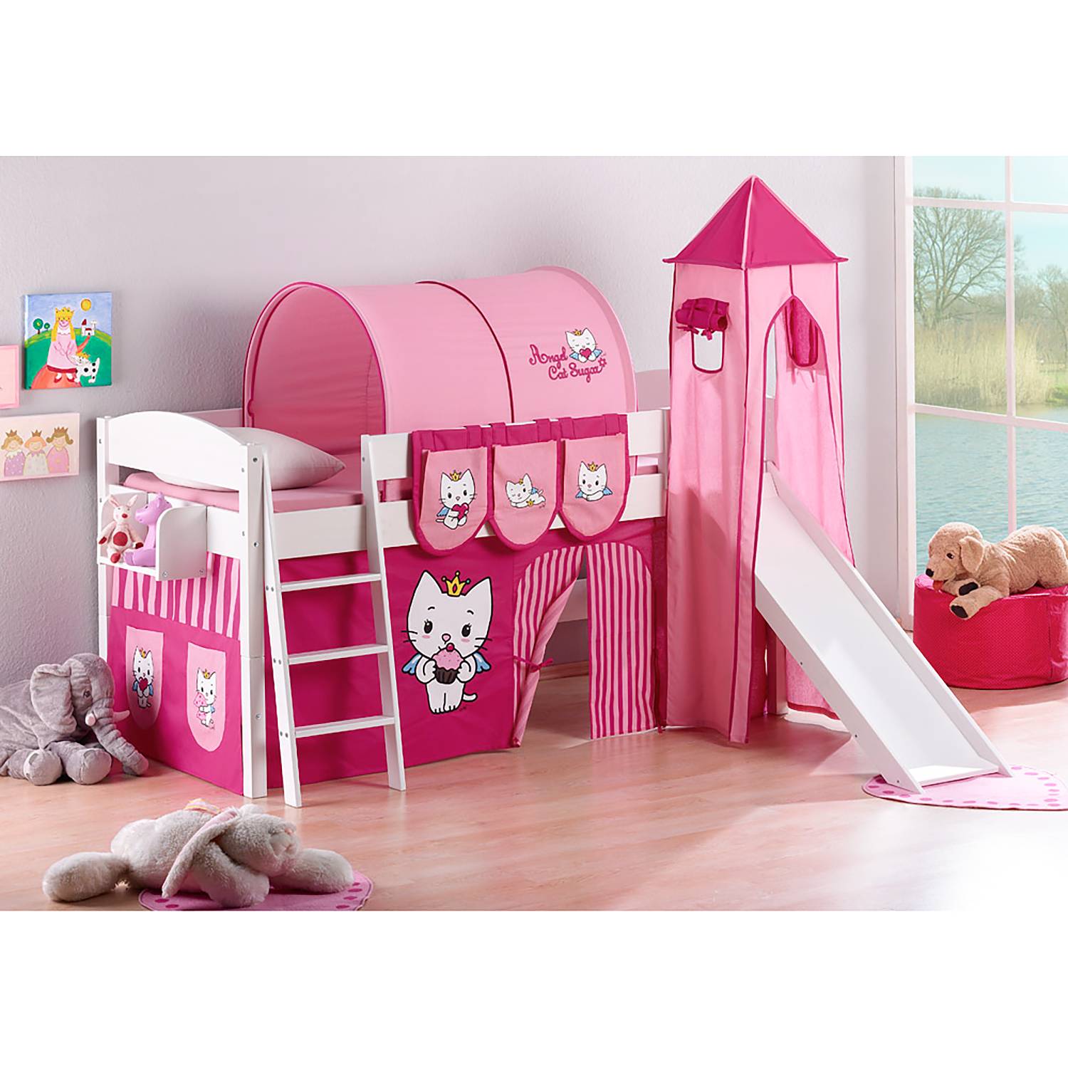 home24 Hochbett Angel Cat Sugar 90 x 200cm Weiß mit Rutsche & Turm/mit Leiter home24 Hochbett Angel Cat Sugar 90 x 200cm Weiß mit Rutsche & Turm/mit Leiter von home24