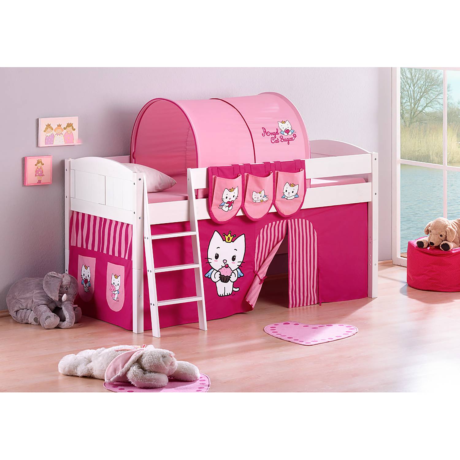 home24 Hochbett Angel Cat Sugar 90 x 200cm Weiß mit Leiter home24 Hochbett Angel Cat Sugar 90 x 200cm Weiß mit Leiter von home24