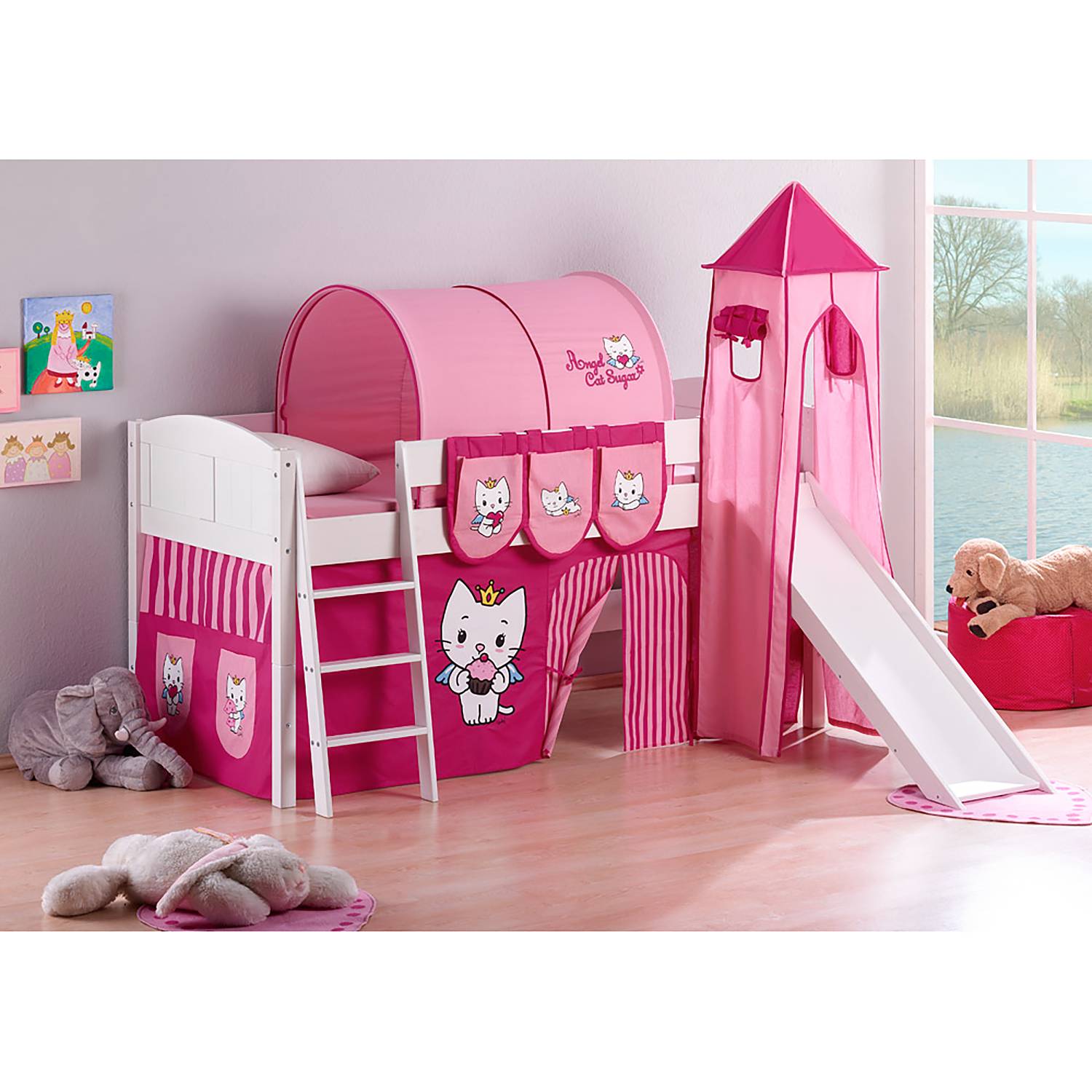 home24 Hochbett Angel Cat Sugar 90 x 200cm Weiß mit Rutsche & Turm/mit Leiter home24 Hochbett Angel Cat Sugar 90 x 200cm Weiß mit Rutsche & Turm/mit Leiter von home24
