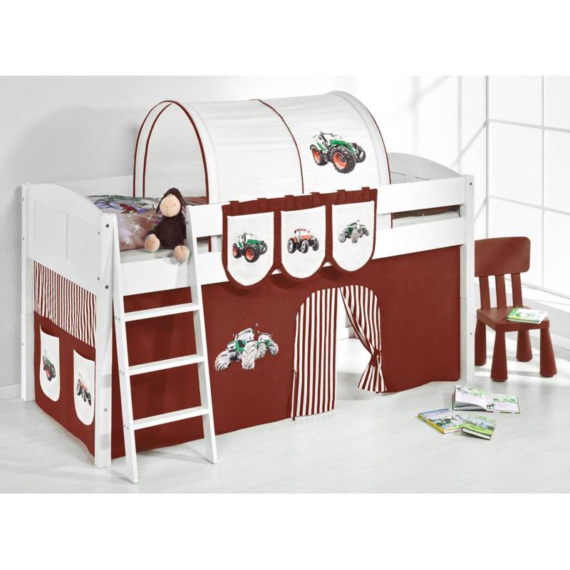 home24 Hochbett Trecker 90 x 200cm Weiß/Braun mit Leiter von home24