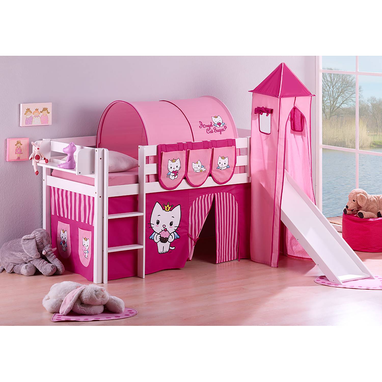 home24 Hochbett Angel Cat Sugar 90 x 200cm Weiß mit Rutsche & Turm/mit Leiter home24 Hochbett Angel Cat Sugar 90 x 200cm Weiß mit Rutsche & Turm/mit Leiter von home24