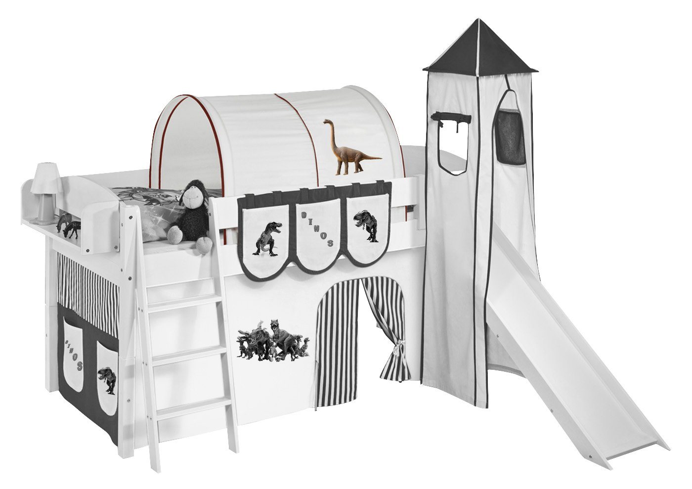 Lilokids Betttunnel Tunnel Dinos Braun Beige - für Hochbett, Spielbett und Etagenbett - LILOKIDS von Lilokids