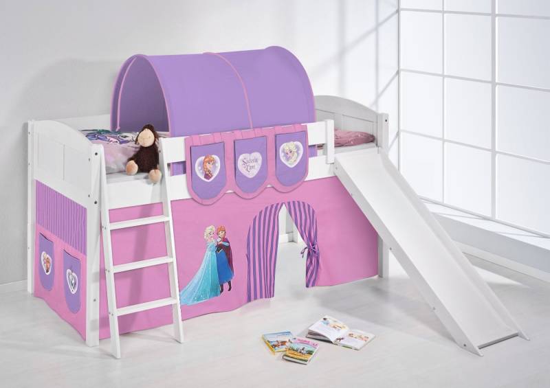 Lilokids Hochbett Hochbett mit Rutsche IDA Landhaus FROZEN Spielbett Eiskönigin von Lilokids