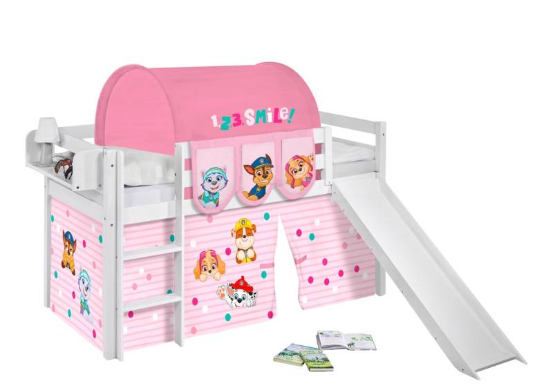 Lilokids Hochbett JELLE mit Rutsche mit PAW PATROL Vorhang - Kinderbett & Spielbett mit Rutsche und Vorhang von Lilokids