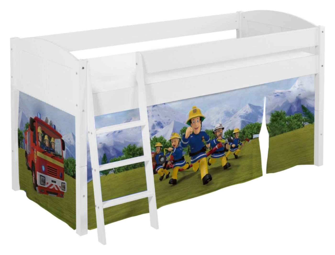 Lilokids Hochbett Kinderbett IDA Landhaus mit FEUERWEHRMANN SAM LILOKIDS 90x200cm von Lilokids