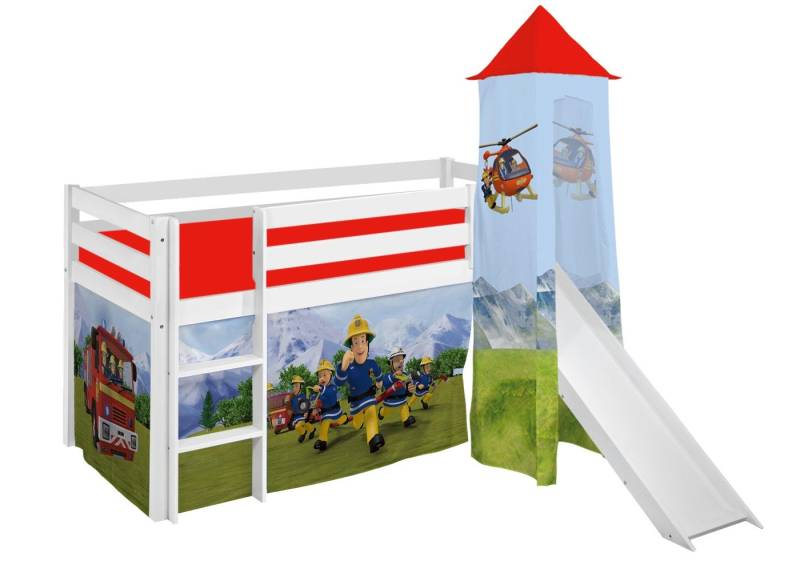 Lilokids Hochbett Kinderbett JELLE mit Rutsche & Turm FEUERWEHRMANN SAM LILOKIDS 90x200 von Lilokids