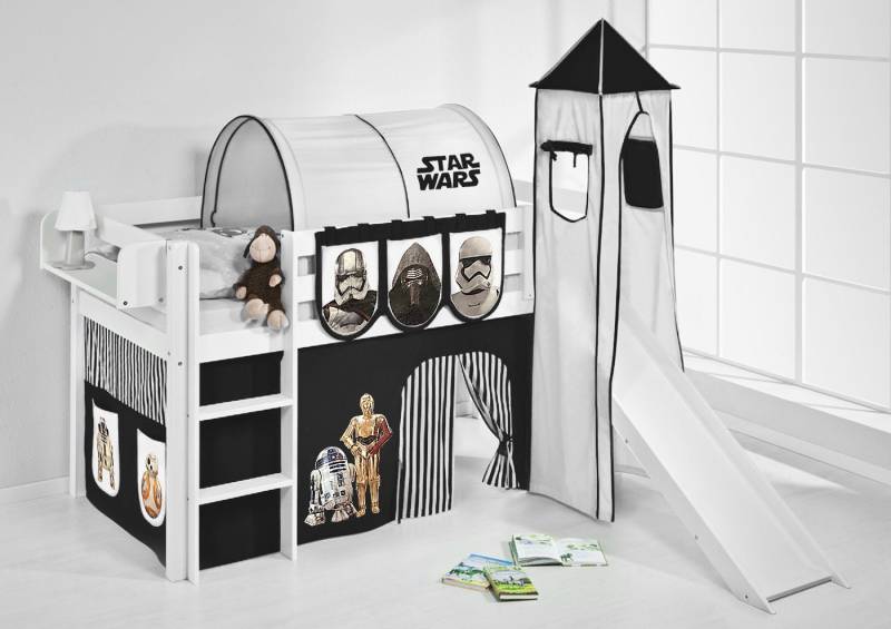 Lilokids Hochbett Spielbett JELLE Star Wars - Hochbett - mit Turm, Rutsche und Vorhang von Lilokids
