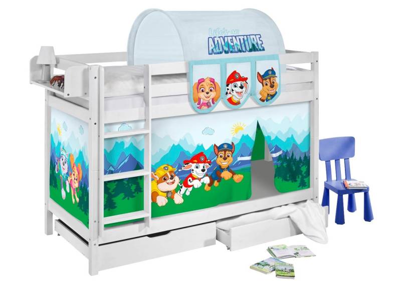 Lilokids Spielbett Etagenbett JELLE 190x90 + 2 Lattenroste & Vorhang PAW PATROL Blau von Lilokids