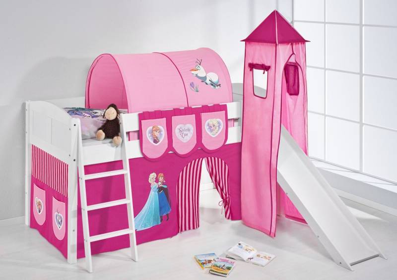 Lilokids Prinzessinbett Hochbett mit Turm & Rutsche IDA DISNEY FROZEN Eiskönigin Anna & Elsa von Lilokids
